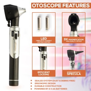 RiteScope Otoscope - Ear Scope with Light, Ear Infection Detector, Pocket Size, in Black Color