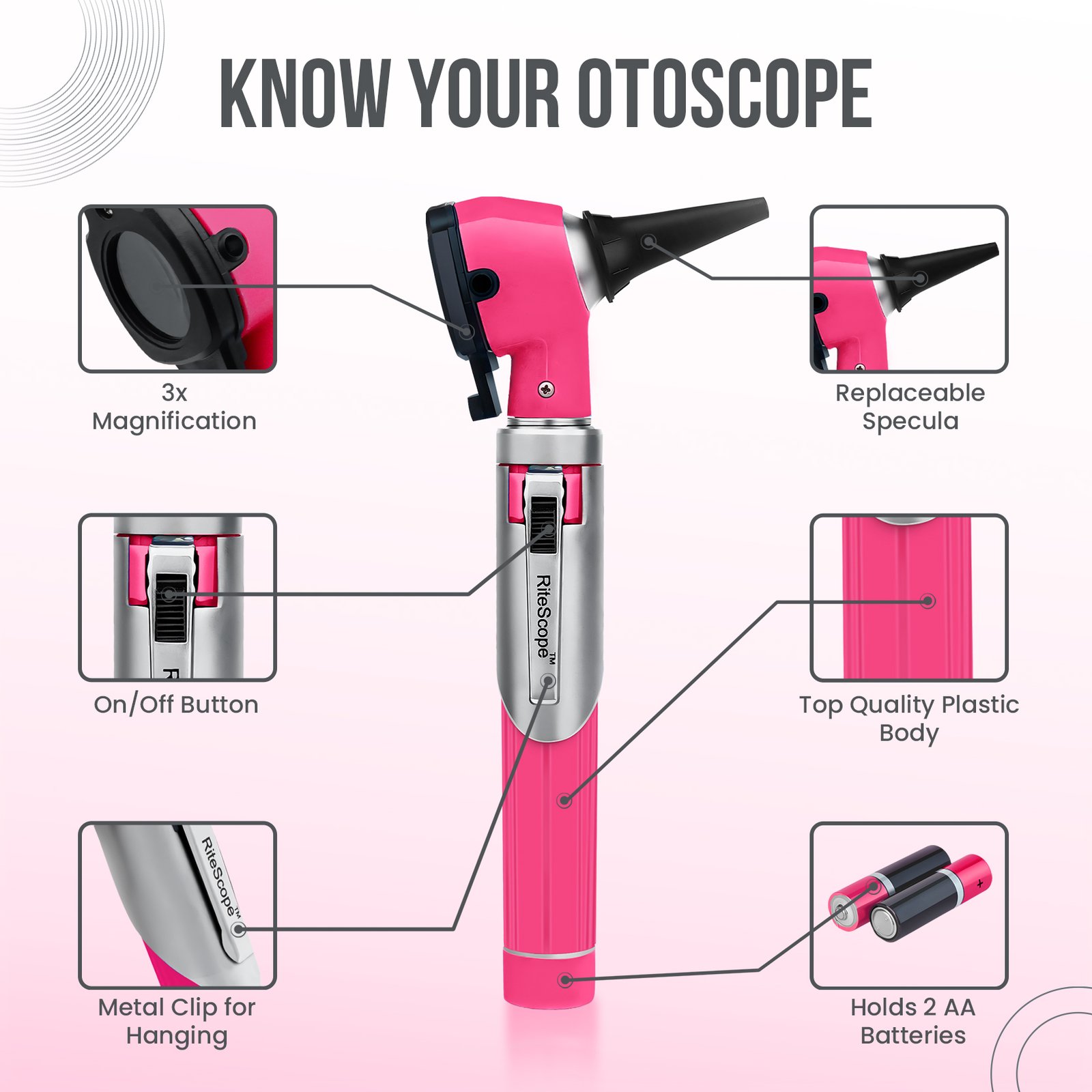 RiteScope Otoscope - Pink - Image 8